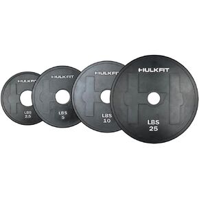 HulkFit 2-inch Rubber Coated Steel Weight Plates Set for Loadable Dumbbell Bar & Plate Only Strength Training - Black