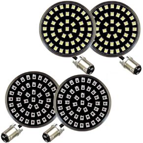 Eagle Lights Harley Front & Rear LED Turn Signal Kit with Bright White Running Lights and Strobing Rear Brake Lights 1157 comes with clear lenses