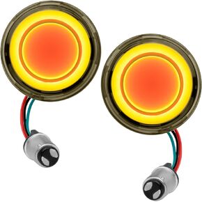 Motorcycle 1156 LED Turn Signal Light Front Rear 2 Inch Bullet Smoked Lens Compatible with Harley Softail Touring Dyna Fat Boy Sportster Road King Street Glide Electra Glide