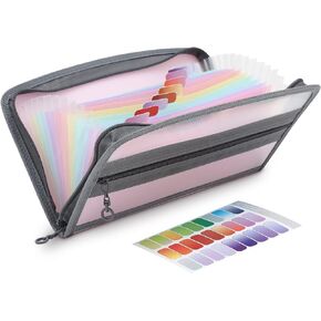 Small Accordion File Organizer, 13 Pocket A6 Size Receipt Coupon Holder Organizer, Portable Mini Expanding File Folder for Storage Cards, Bills, Receipts, Coupons, Cash - 8" x5.3"