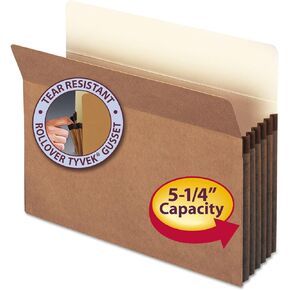 Smead File Pocket, Straight-Cut Tab, 5-1/4" Expansion, Letter Size, Redrope, 10 per Box (73234)