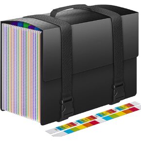25 Pockets Accordion File Organizer Expanding File Folders with Handle,Fun Storage Portable Filing Box for Paperwork Documents Paper,A4/Letter Size