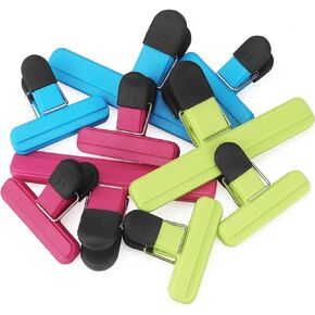 9 Pack Large Chip Bag Clips Assorted Sizes Food Bag Clips Plastic Heavy Seal Grip, 3 Colors