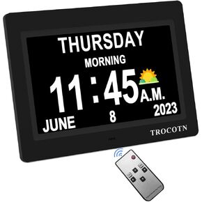 7 Inches Digital Clock Large Display Alarm Clock Wall Clock (Black)
