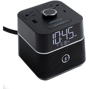 Brandstand | CubieBlue | User Friendly & Convenient Alarm Clock Charger | 2 USB Ports | 2 Tamper Resistant Sockets | Brandstand Bluetooth Speaker