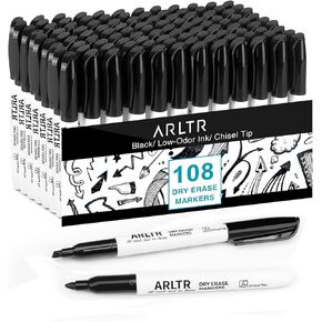 مجموعة أقلام التحديد الجافة للمسح، 108 عبوة من أقلام التحديد للسبورة البيضاء السوداء مع طرف إزميل، علامات مسح جافة منخفضة الرائحة للمدرسة والمكتب والمنزل in Kuwait