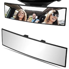 WSSROGY Car Rearview Mirror HD Glass 12 Inch Anti Glare Clip On Panoramic Wide Angle Car Interior Rear View Mirror Universal for Cars SUVs Trucks (White)