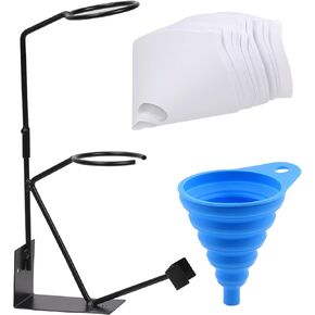 Swpeet 52Pcs 15" Global Gravity Feed Paint Spray Gun Holder Stand with Strainer Holder, 12CM Silicone Funnel, 100 Micron Paint Filter with Fine Nylon Mesh Assortment Kit for HVLP Home Car Spray Gun