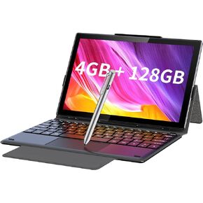 تابلت 10.1 بوصة مع لوحة مفاتيح، 2 في 1 أندرويد 12 تابلت 128 ذاكرة وصول عشوائي 4 جيجابايت، شاشة IPS 1920 × 1200، بطارية 7000 مللي أمبير، معالج ثماني النواة، كاميرا مزدوجة، 2.4 جيجا + 5 جيجا واي فاي، بلوتوث، نظام تحديد المواقع، قلم (جسم معدني) in Kuwait