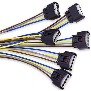 Pack-6 Ignition Coil Connector Plug Harness, 90980-11885 Wire Harness Pigtail Wiring Loom Replacement for Toyota Lexus 4-Way Female Connector (Black)