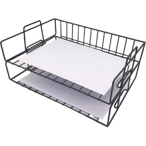 صينية رسائل قابلة للتكديس بطبقتين - منظم ملفات مكتب - رف ملفات مكتبي قابل للتكديس - منظم صينية ورق متعدد الوظائف للوازم المكتبية - منظم صينية رسائل مستندات ملفات المكتب (ذهبي وردي) (ذهبي وردي) in Kuwait