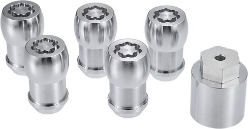 No.82215711 طقم صامولة قفل العجلة مع مفتاح لسيارة Jeep Wrangler JL 2018-2024 لسيارة Jeep Gladiator 2020-2024 / صواميل أقفال العجلات/معدن متين / مجموعة واحدة فضية اللون in Kuwait