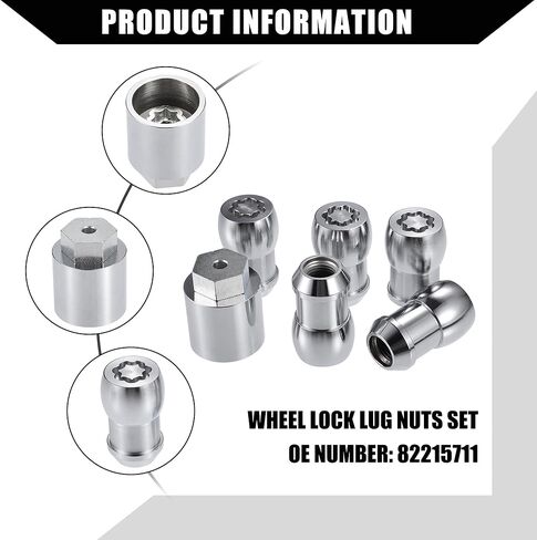 No.82215711 طقم صامولة قفل العجلة مع مفتاح لسيارة Jeep Wrangler JL 2018-2024 لسيارة Jeep Gladiator 2020-2024 / صواميل أقفال العجلات/معدن متين / مجموعة واحدة فضية اللون in Kuwait