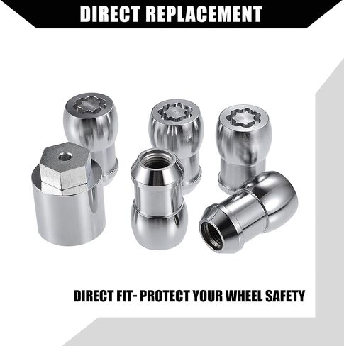 No.82215711 طقم صامولة قفل العجلة مع مفتاح لسيارة Jeep Wrangler JL 2018-2024 لسيارة Jeep Gladiator 2020-2024 / صواميل أقفال العجلات/معدن متين / مجموعة واحدة فضية اللون in Kuwait