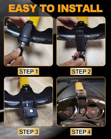 قفل عجلة القيادة، جهاز مضاد للسرقة عالي التحمل مع ضوء وامض تحذيري عالي السطوع، قفل أمان عالمي للسيارة لشاحنة سيارات الدفع الرباعي in Kuwait