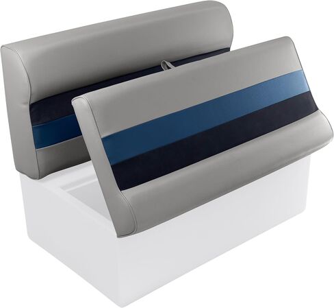 Wise 8WD100-1011 Deluxe Series 37" Pontoon Bench Seat Cushion Set (8WD100-1B-221 Base Required to Complete), Grey/Navy/Blue in Saudi Arabia
