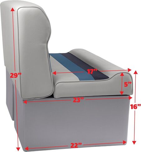 Wise 8WD100-1011 Deluxe Series 37" Pontoon Bench Seat Cushion Set (8WD100-1B-221 Base Required to Complete), Grey/Navy/Blue in Saudi Arabia