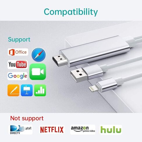[Apple MFi Certified] Apple Lightning to HDMI Cable for iPhone to TV, Compatible for iPhone iPad to HDMI Cable Cord, 6FT 1080P Digital AV Adapter HDTV Cable for iPhone/iPad to TV Projector Monitor in Kuwait