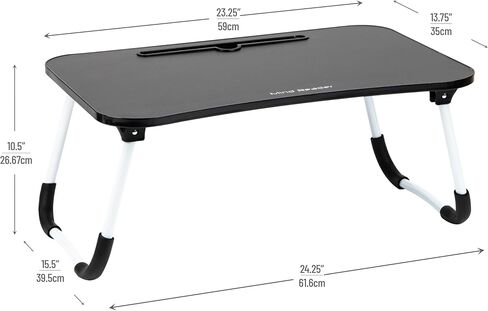 Mind Reader Lap Desk Laptop Stand, Bed Tray, Folding Legs, Couch Table, Portable, MDF, 23.25" L x 13.75" W x 10.5" H, Black in Saudi Arabia