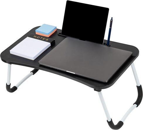 Mind Reader Lap Desk Laptop Stand, Bed Tray, Folding Legs, Couch Table, Portable, MDF, 23.25" L x 13.75" W x 10.5" H, Black in Saudi Arabia