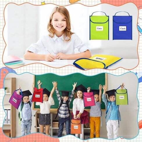 36 قطعة من حقائب الكتب للفصل الدراسي، حقائب للكتب السائبة، حقائب للقراءة للفصل الدراسي مع علامات الاسم، حقيبة حماية لكتب الطلاب، جيوب لكراسي الطلاب لمستلزمات الفصول الدراسية in Kuwait
