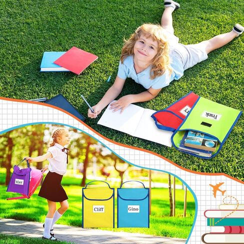 36 قطعة من حقائب الكتب للفصل الدراسي، حقائب للكتب السائبة، حقائب للقراءة للفصل الدراسي مع علامات الاسم، حقيبة حماية لكتب الطلاب، جيوب لكراسي الطلاب لمستلزمات الفصول الدراسية in Kuwait