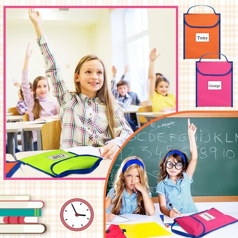 36 قطعة من حقائب الكتب للفصل الدراسي، حقائب للكتب السائبة، حقائب للقراءة للفصل الدراسي مع علامات الاسم، حقيبة حماية لكتب الطلاب، جيوب لكراسي الطلاب لمستلزمات الفصول الدراسية in Kuwait