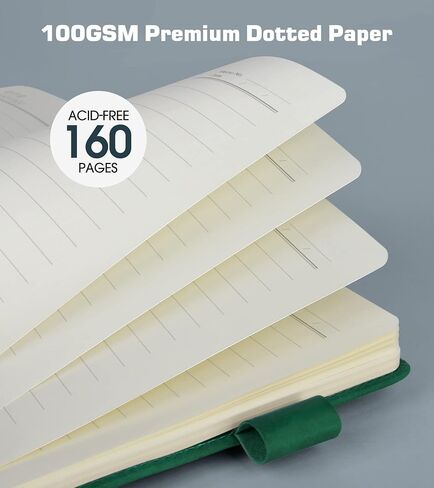 دفتر ملاحظات منقط من الجلد البني، دفتر ملاحظات بشبكة A5 مع قلم للعمل، تدوين الملاحظات، السفر، مجلات غلاف فني لكتابة النساء والرجال، 160 صفحة 100 جرام في المتر المربع ورق رصاص سميك 5.7 بوصة × 8.2 in Kuwait