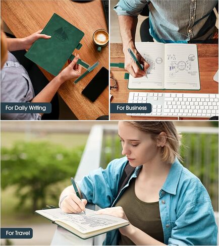 دفتر ملاحظات منقط من الجلد البني، دفتر ملاحظات بشبكة A5 مع قلم للعمل، تدوين الملاحظات، السفر، مجلات غلاف فني لكتابة النساء والرجال، 160 صفحة 100 جرام في المتر المربع ورق رصاص سميك 5.7 بوصة × 8.2 in Kuwait