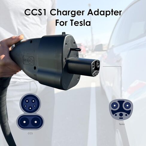 محول CCS لطرازات Tesla 3 وY وS وX - شحن سريع لجهاز Tesla الخاص بك باستخدام شواحن CCS - زيادة مرونة الشحن مع محطات الشحن السريع المتوافقة من المستوى 3 - لأصحاب Tesla فقط in Kuwait