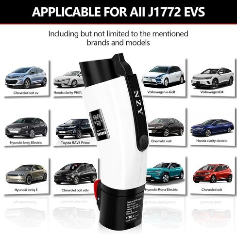 محول Tesla إلى J1772 مع شاشة LCD ذكية للمراقبة لأصحاب J1772 EV، متوافق مع شاحن Tesla Destination، موصل الهاتف المحمول، محول الشحن الفعلي بحد أقصى 60 أمبير و250 فولت in Kuwait