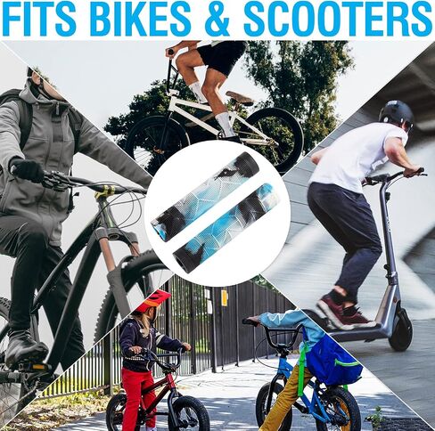 مقابض سكوتر Marque MTB BMX - مقابض دراجة المقود للقضبان المسطحة المستقيمة مثل BMX، MTB، سكوتر؛ قبضة مطاطية غير قابلة للانزلاق لتتناسب مع أي دراجة أو سكوتر in Saudi Arabia