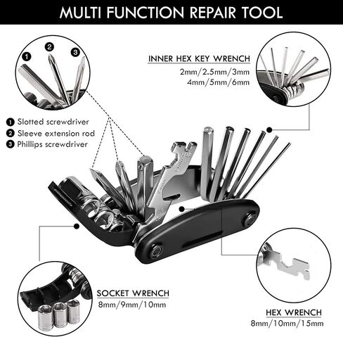 مجموعة أدوات إصلاح إطارات الدراجة وحقيبة ومضخة دراجة قابلة للحمل - مجموعة أدوات ركوب الدراجات متعددة الوظائف - مجموعة رقعة أنبوبية ذاتية اللصق للدراجة للطرق والدراجات الجبلية وBMX in Kuwait