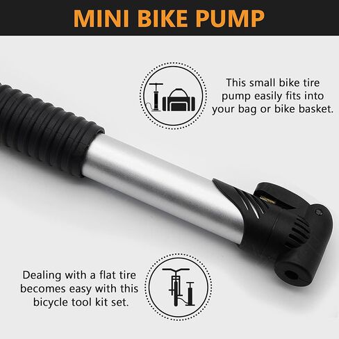 مجموعة أدوات إصلاح إطارات الدراجة وحقيبة ومضخة دراجة قابلة للحمل - مجموعة أدوات ركوب الدراجات متعددة الوظائف - مجموعة رقعة أنبوبية ذاتية اللصق للدراجة للطرق والدراجات الجبلية وBMX in Kuwait