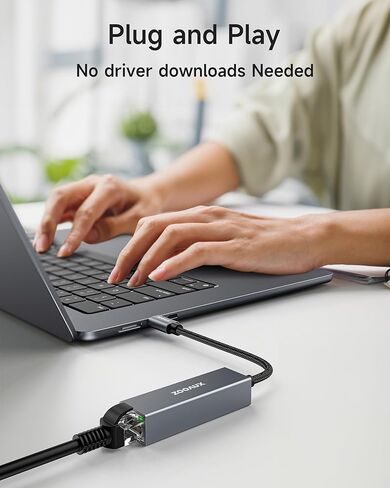 محول USB C إلى إيثرنت، ZOOAUX RJ45 إلى USB C Thunderbolt 3/Type-C Gigabit Ethernet LAN محول الشبكة، متوافق مع MacBook Pro، MacBook Air 2018 والإصدارات الأحدث، iPad Pro 2018 والإصدارات الأحدث، XPS والمزيد in Kuwait