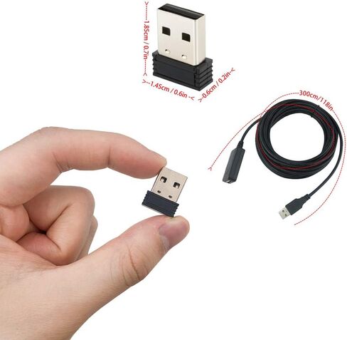 محول USB ANT+ Stick Dongle مستقبل لاسلكي لـ Zwift، TheSufferfest، TrainerRoad، Rouvy لترقية مدرب الدراجة (مع كابل تمديد 3 أمتار) in Saudi Arabia