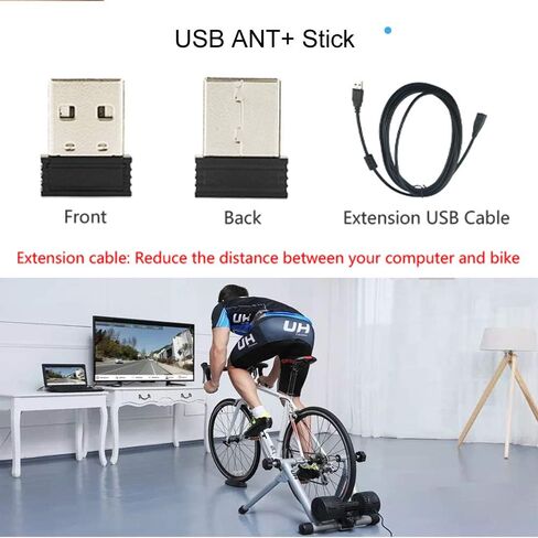 محول USB ANT+ Stick Dongle مستقبل لاسلكي لـ Zwift، TheSufferfest، TrainerRoad، Rouvy لترقية مدرب الدراجة (مع كابل تمديد 3 أمتار) in Saudi Arabia