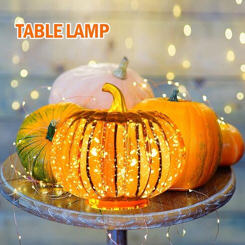 Rocinha Mercury Glass Pumpkin Light Up Pumpkins with Timer, 5.5 Inch Halloween Pumpkin Decorations with Pumpkin Decorating Kits for Fall Autumn Thanksgiving Harvest Tables Centerpieces Pumpkin Decor in Kuwait