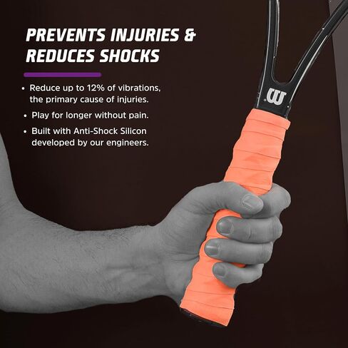 قبضة التنس SolidGrip - قبضة يد مضرب التنس للمقبض - قبضة أفضل، مزيد من التحكم، تقليل الصدمات - ملحقات التنس قبضة سيليكون - تعمل مع أي شريط قبضة زائدة in Saudi Arabia
