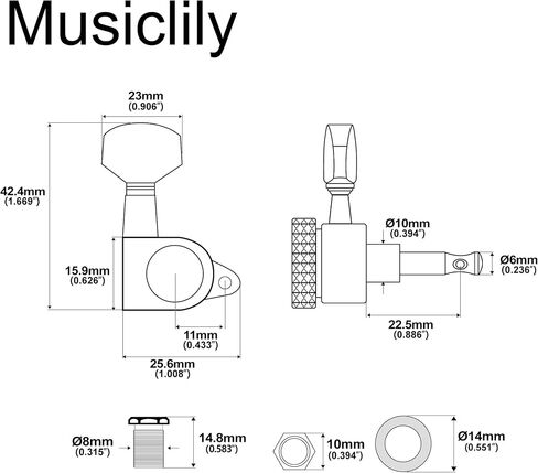 Musiclily Pro 3L3R Guitar Locking Tuners Tuning Pegs Keys Machine Heads Set for Epiphone Les Paul Style Electric Guitar or Acoustic Guitar, Black in Saudi Arabia