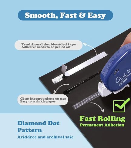 4 عبوات من بكرات الشريط الصغيرة مزدوجة الجوانب، حجم محمول، موزع شريط لاصق دائم للحرف اليدوية، سجل القصاصات، آمن للصور، والمشروعات الفنية، 0.24 × 236 بوصة (4 قطع) in Kuwait