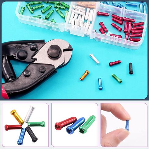 Swpeet 67Pcs Stainless Steel Bike Cable Cutter and Brake Cable Shift Cable with Bike Cable Crimp Terminals, Cable End Crimps Brake Cable End Caps Bike Brake Cable Shifter Cable and O-Rings Kit in Saudi Arabia
