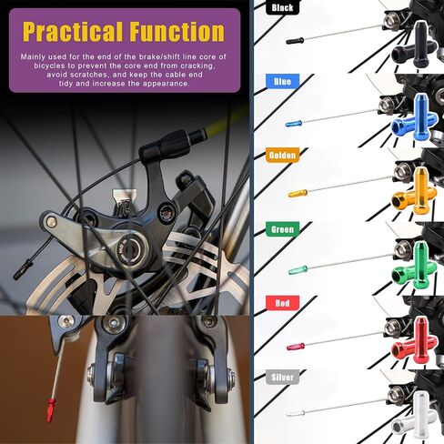 Swpeet 67Pcs Stainless Steel Bike Cable Cutter and Brake Cable Shift Cable with Bike Cable Crimp Terminals, Cable End Crimps Brake Cable End Caps Bike Brake Cable Shifter Cable and O-Rings Kit in Saudi Arabia