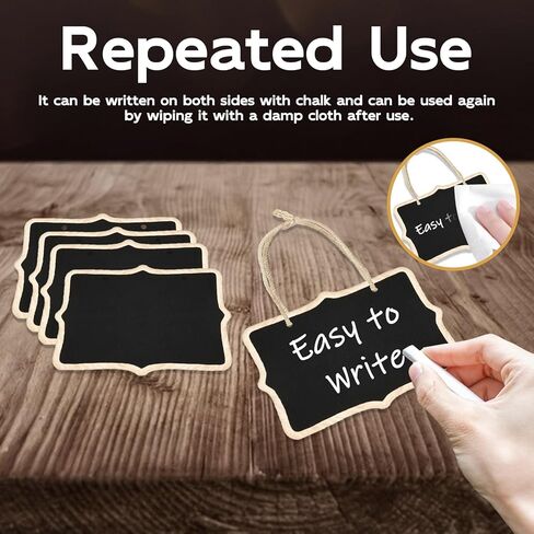 Chalkboard Tags for Baskets, Hanging Mini Chalkboard Signs with String, Small Hanging Chalkboard Tags Wooden Labels for Bottle and Storage, Food, Party, Wedding (12 Pack) in Kuwait