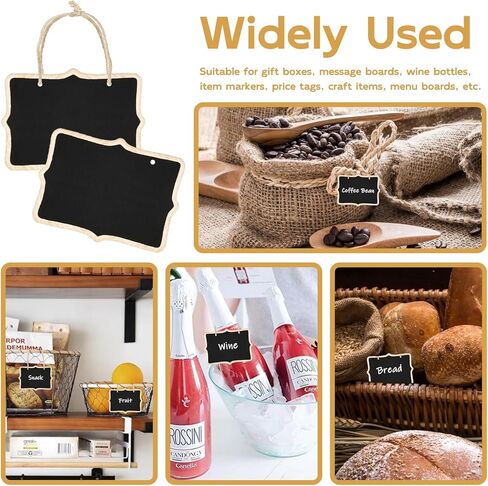 Chalkboard Tags for Baskets, Hanging Mini Chalkboard Signs with String, Small Hanging Chalkboard Tags Wooden Labels for Bottle and Storage, Food, Party, Wedding (12 Pack) in Kuwait