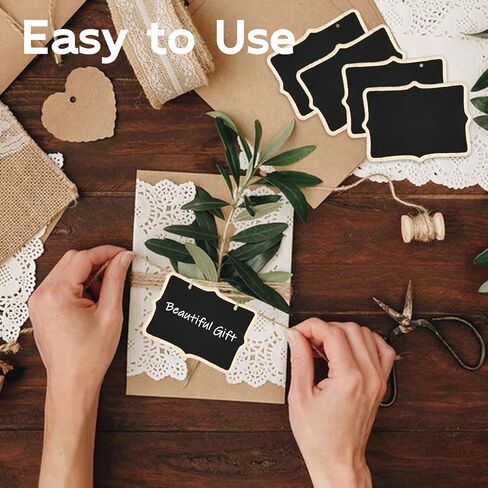 Chalkboard Tags for Baskets, Hanging Mini Chalkboard Signs with String, Small Hanging Chalkboard Tags Wooden Labels for Bottle and Storage, Food, Party, Wedding (12 Pack) in Kuwait