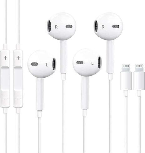 سماعات أذن Apple 2 Pack [معتمدة من Apple MFi] سماعات أذن سلكية (ميكروفون مدمج وتحكم في مستوى الصوت) سماعات رأس عازلة للضوضاء متوافقة مع iPhone 14/13/12/11/8/7/6/5/ 4، وأجهزة iPad والمزيد in Kuwait