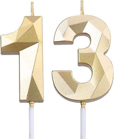 شموع عيد ميلاد زرقاء مقاس 2 بوصة و13 و31، قطعة علوية للكيك رقم 13 و31 من الألماس ثلاثي الأبعاد للأولاد والبنات وديكورات حفلات أعياد الميلاد والحفلات ذات الطابع الشخصي in Saudi Arabia