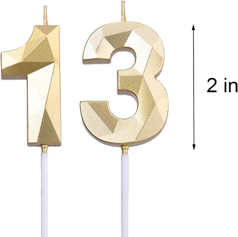 شموع عيد ميلاد زرقاء مقاس 2 بوصة و13 و31، قطعة علوية للكيك رقم 13 و31 من الألماس ثلاثي الأبعاد للأولاد والبنات وديكورات حفلات أعياد الميلاد والحفلات ذات الطابع الشخصي in Saudi Arabia