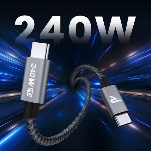 كابل RAMPOW USB C، كابل USBC إلى USB C بقدرة 240 واط [6.6أقدام/2 حزمة]، كابل C إلى C شحن سريع، كابل شحن USB C من النايلون لهاتف iPhone 15/15 Pro، وSamsung S24/S24+/S24 Ultra/S23/S22، وMacBook برو، آيباد برو-أسود in Saudi Arabia